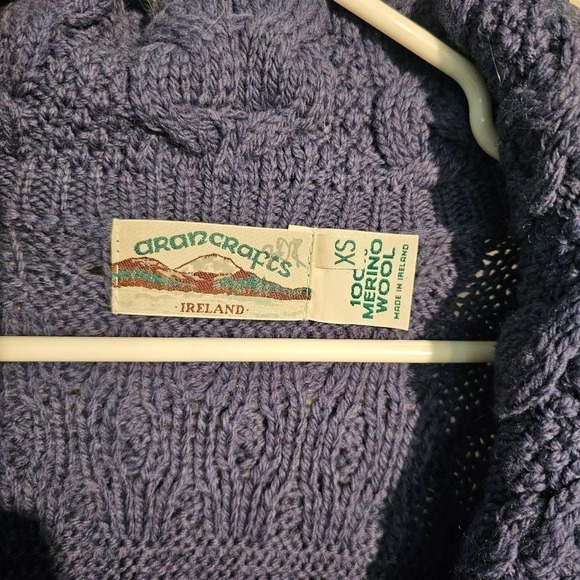 Aran Crafts Wool Blue Zip Up Sweater Sz XS - Picture 2 of 9